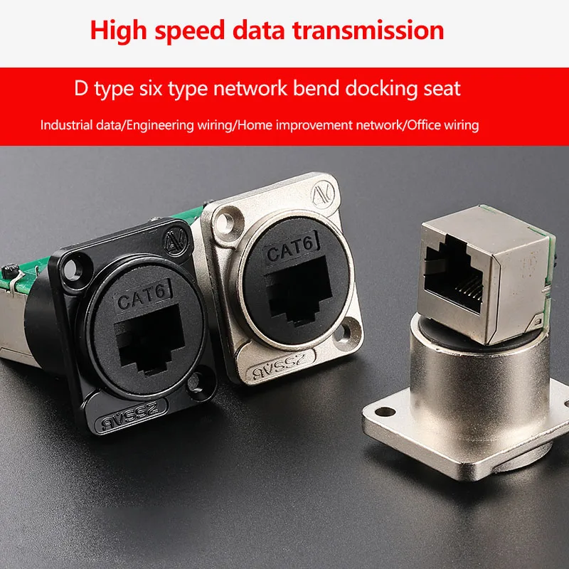 Metal D-type RJ45 Network Module RJ45 CAT6 CAT6A Gigabit 10GE Round D Type Crimping Docking Base RJ11 4 Poles Telephone Socket