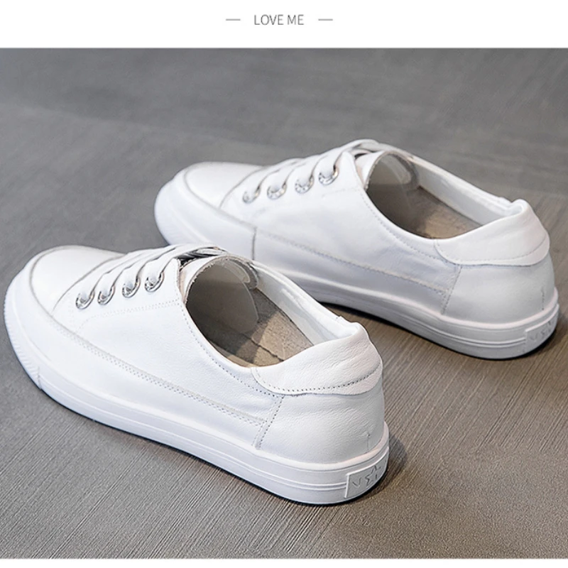 Genuine Leather Women Casual Jogging Sneakers Plus Size Spring Summer Skate Trainers Ladies Little White Vulcanized Shoes Woman