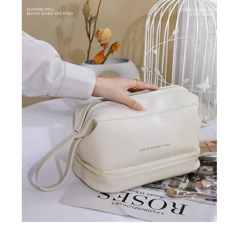 Double Layer Cloud Cosmetic Bag Portable Creative Travel Large Capacity Toiletry Organizer New Style High Appearance Makeup Pouc