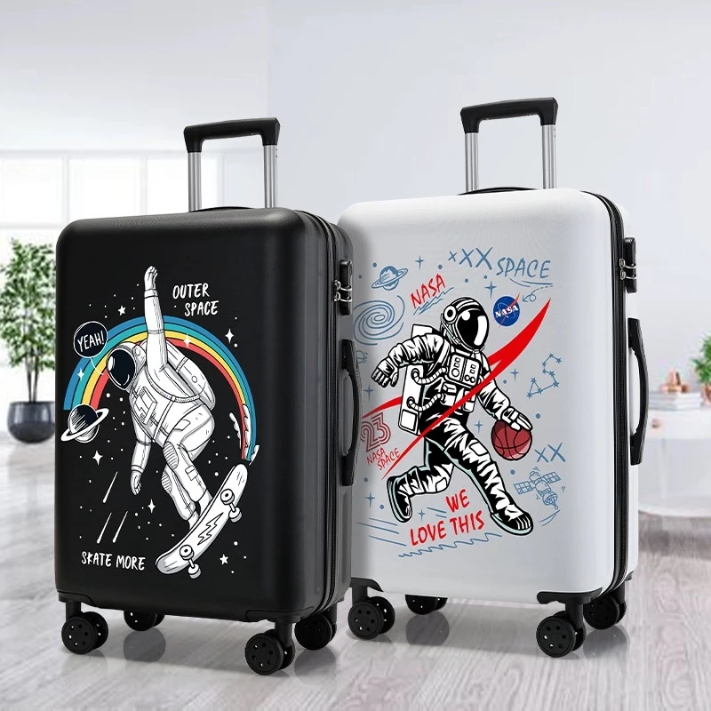 Hot!New cartoon suitcases 20/22/24/26/28/30 inch Men large capacity trolley bag Women fashion rolling luggage Password box