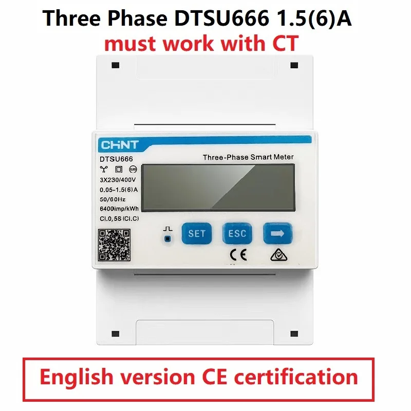 CHINT DDSU666 DTSU666 80A Single Three Phase MODBUS RS485  Bi-directional Smart Energy Power KWH Electric Solar Meter Wattmeter