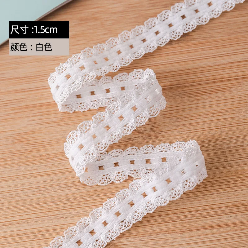 1.5cm Wide Black White Flower Bud Knitted Elastic Band DIY Clothing Underwear Collar Cuffs Decorative Webbing