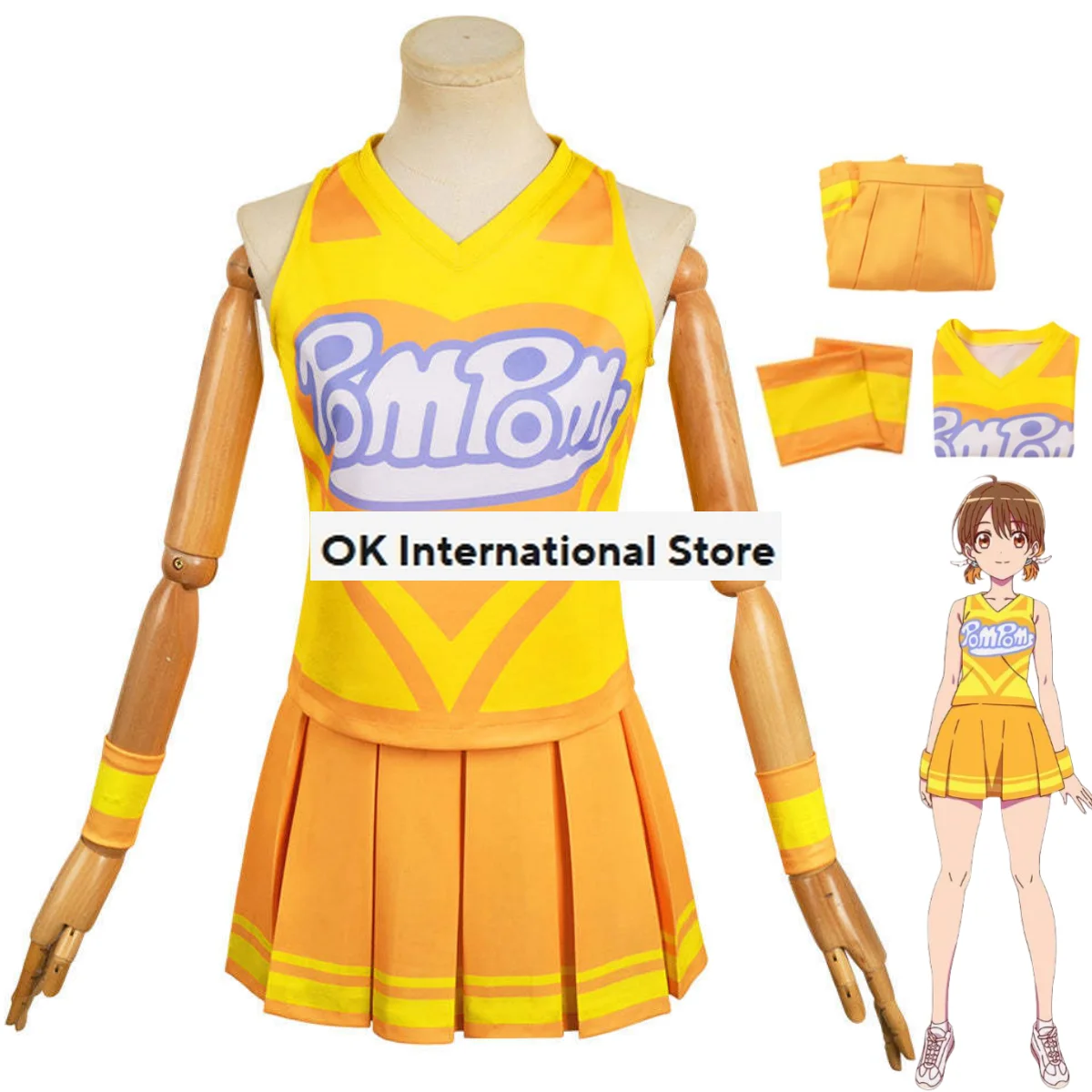 20240 New Anime Anna Aveiro Na-Nare Cosplay Costume Hana-Nare Cheerleading Team Yellow Skirt Woman Sexy Kawaii Campus Suit