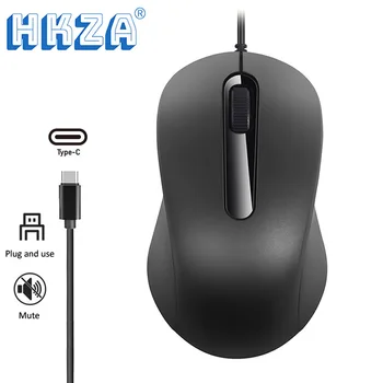 HKZA 무소음 인체공학 유선 게이밍 마우스, PC, 노트북, 데스크탑용 컴퓨터 마우스, 1000 DPI, 3D C 타입  Best5