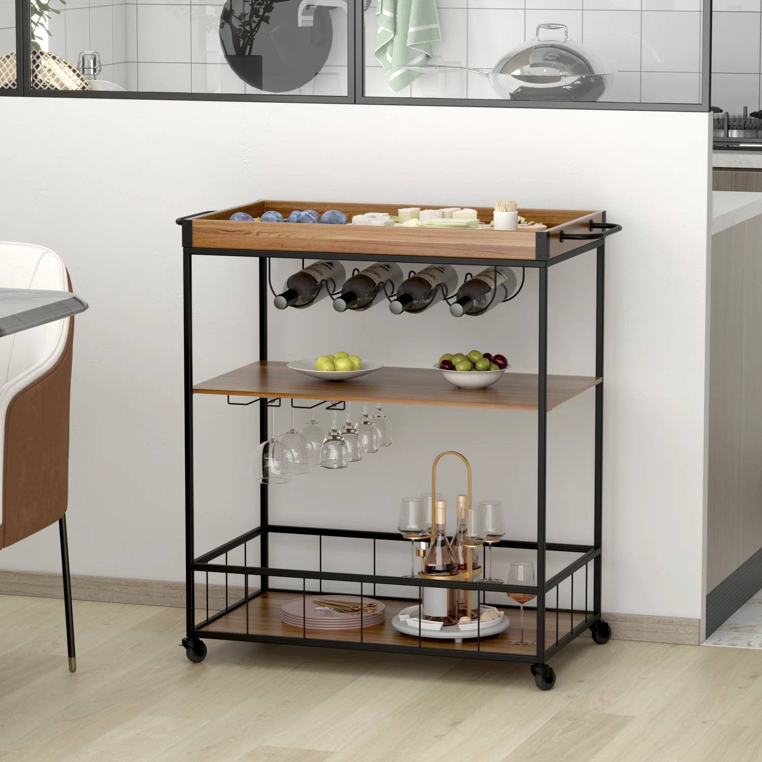 @！Multilayer Freestanding Metal Kitchen Drawer Cart Rolling Fruit Utility Office Storage Organizers Corner Shelf Trolley Cart