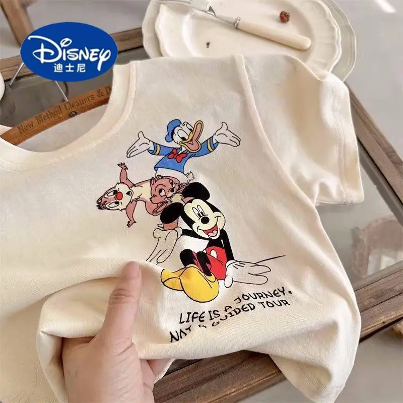 

Disney Kids Cotton T-Shirt 2025 | Korean Style Cartoon Print Tee for Boys & Girls, Soft Breathable Summer Top