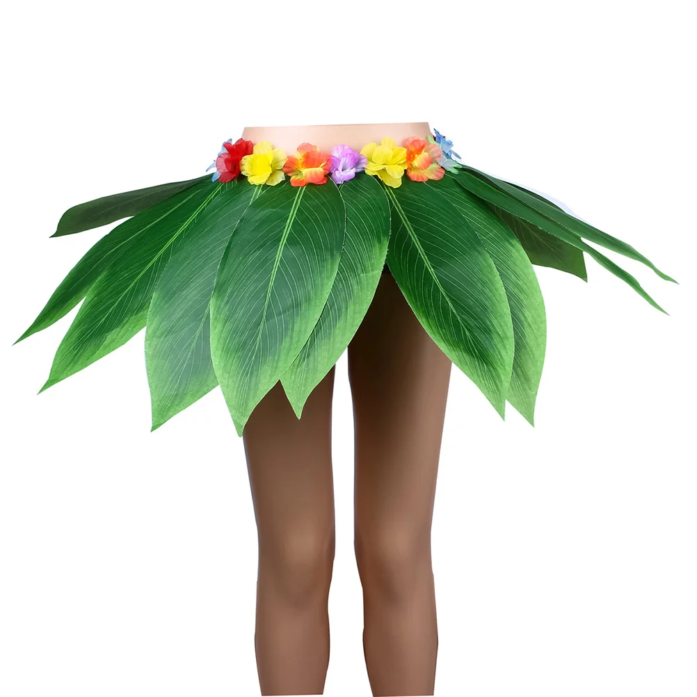 5 قطعة هاواي العشب تنورة مجموعة قابل للتعديل مطاطا حزام مشرق رسمت القماش الزهور الاستوائية حفلة حولا الرقص Luau الشاطئ #3