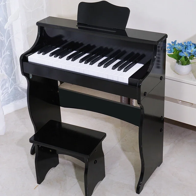 New Kids Preschool 25 Keys Digital Electronic Musical Instrument Toys Wooden Baby Grand Piano With Stool Seat