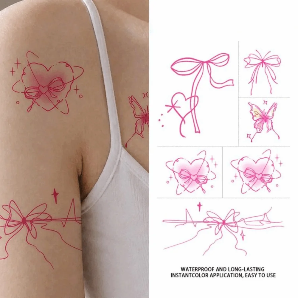 Waterproof Butterfly Temporary Stickers Water Transfer Paper English Phrases Water Transfer Tattoos Floral Pattern