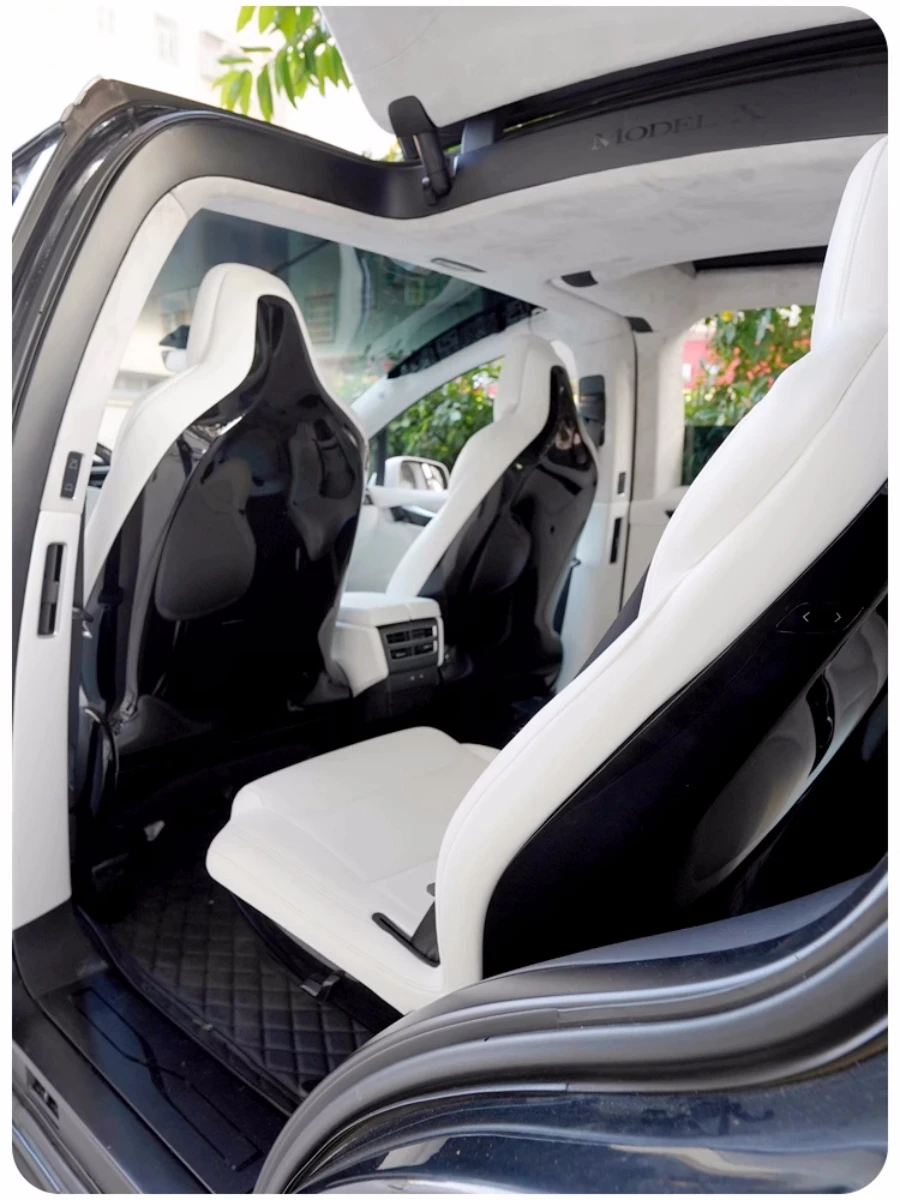 Full Set Car Seat Covers for Tesla Model X 2017-2024 5/6/7 Seater PU Leather Car Front & Rear Seat Protectors Accessories