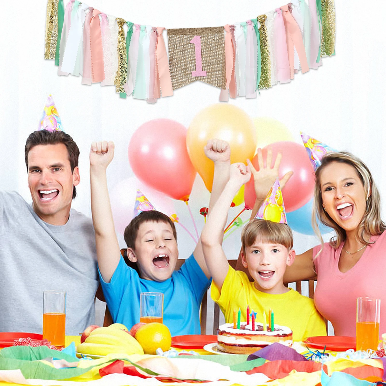 

1St Birthday Banner High Chair Decoration Adorable Party Decorations Baby Shower Girl Birthday Supplies