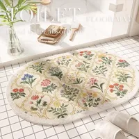 Fresh American floral absorbent floor mat, bathroom door, bathroom mat, non-slip mat, bathroom door floor mat
