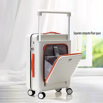 Koffer Brede handgreep Koffer aluminium Reistas met opening aan de voorkant Koffers op wielen Mannelijke cabinendraagtas Rollende trolleykoffer