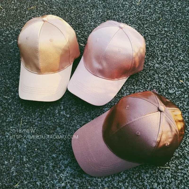 Women's baseball cap, smooth satin finish, curved brim, casual and fashionable, versatile black cap, sun-shading hat