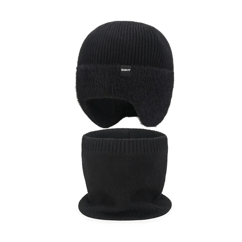 Casual Windproof & Warm 2-Piece Set: Neck-Protecting Knitted Ear-Covering Hat + Cold-Resistant Woolen Scarf