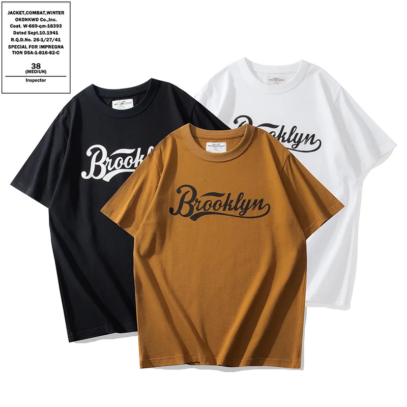 210gsm 24SS Y2k Youth Men Letter Printed 100% Cotton Tees Summer White Personal Heavy T-shirts Casual CityBoy Tops High Quality