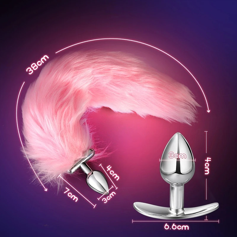 Metal Stainless Glow Steel New Detachable Led Cosplay Luminous Fox Tail Anal Butt Plug Sex Toys For Woman Man Couple