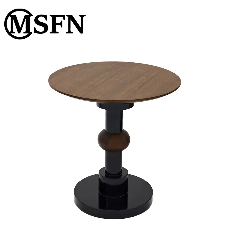 Modern Luxury Solid Wood Entrance Table Black Brown Contrasting Spherical Decor for Dining Room Bedroom Living Room Hotel