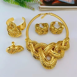 EMMA Italian Gold Plated Jewelry Set African Women Necklace Earrings Bracelet Wedding Dress Up Accessories