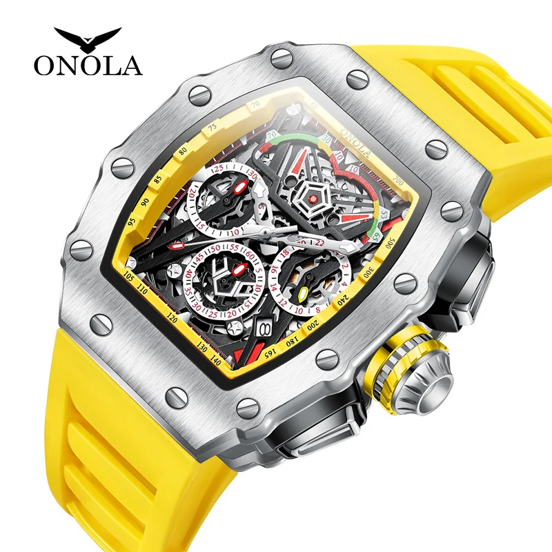 ONOLA-Montre de Luxe Classique pour Homme, Chronographe, Calendrier, dehors, Étanche, Quartz, Loisirs, Affaires, Mode