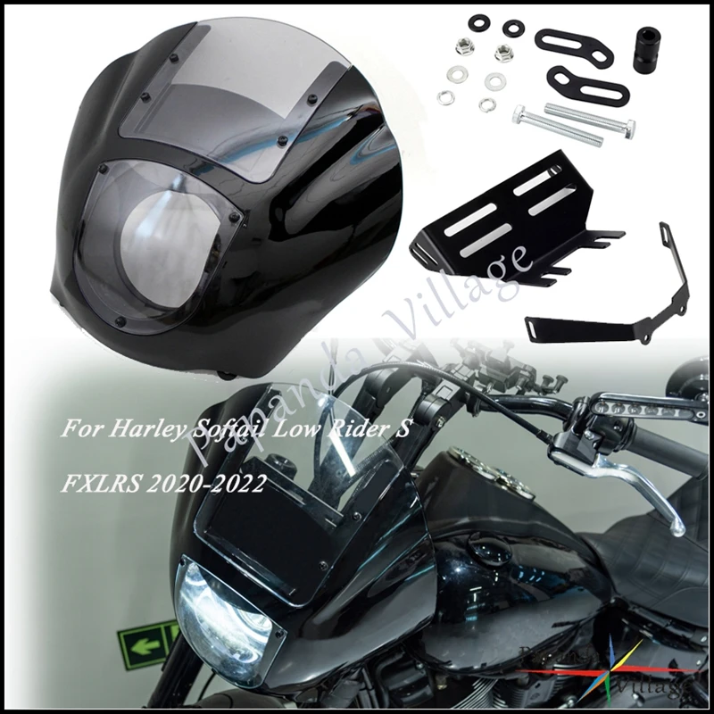 

Motorcycle Club Style Headlight Windshield Quarter Fairing W/ Mounting Kit Hardware For Harley Softail Low Rider S FXLRS 2020-22