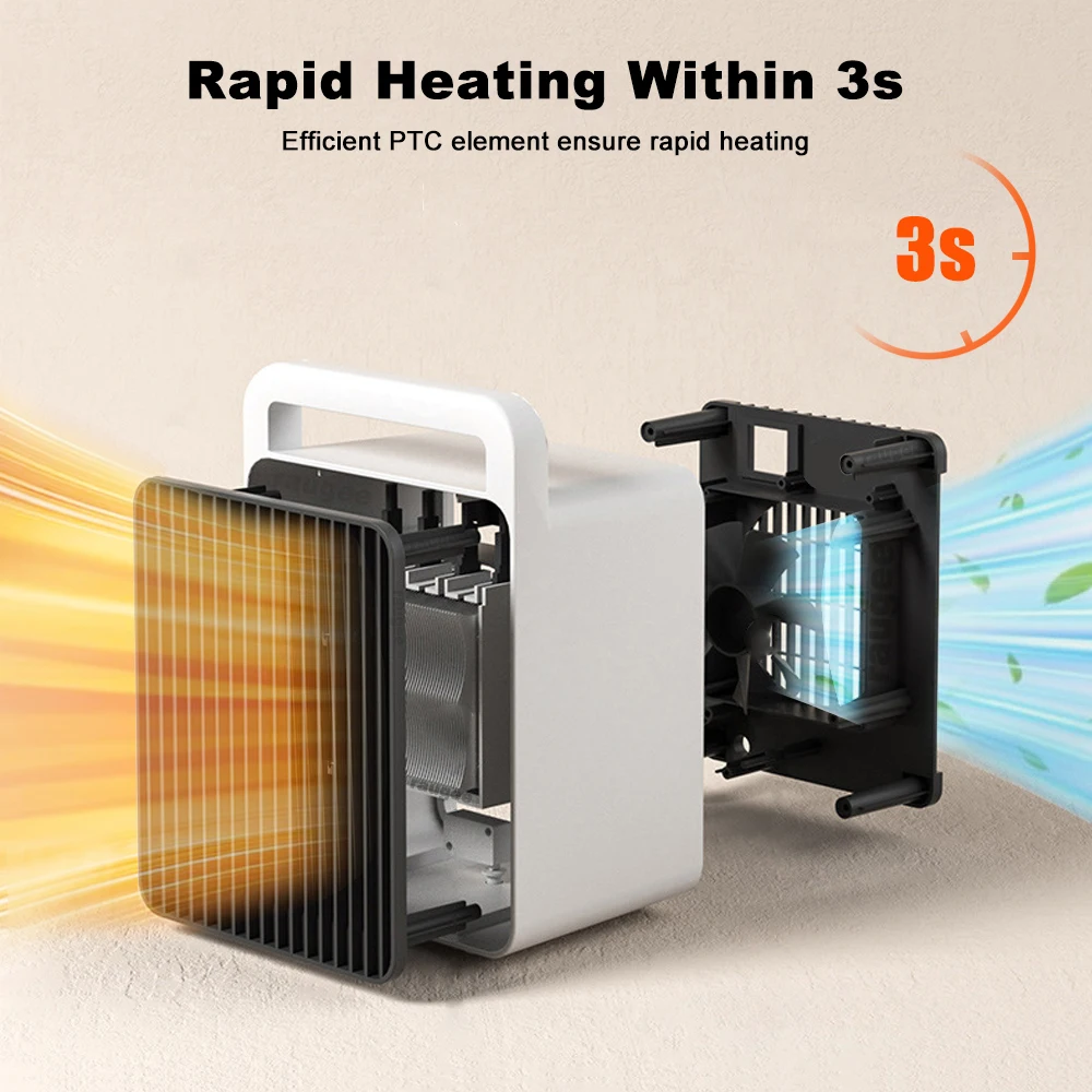 Portable Electric Heater 2 Level Adjustable Fast Heating 600W 900W for Bathroom Room Winter Home Heating Appliance