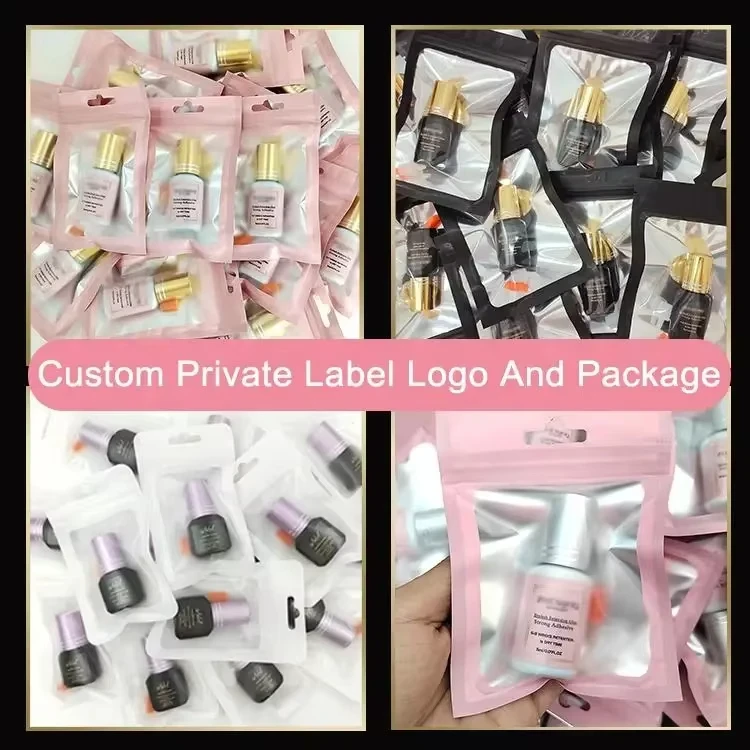 5pcs Custom logo Long Lasting 1 Sec Fast Dry Eyelash Extension Waterproof Low Humidity Professional Lash Adhesive Glue