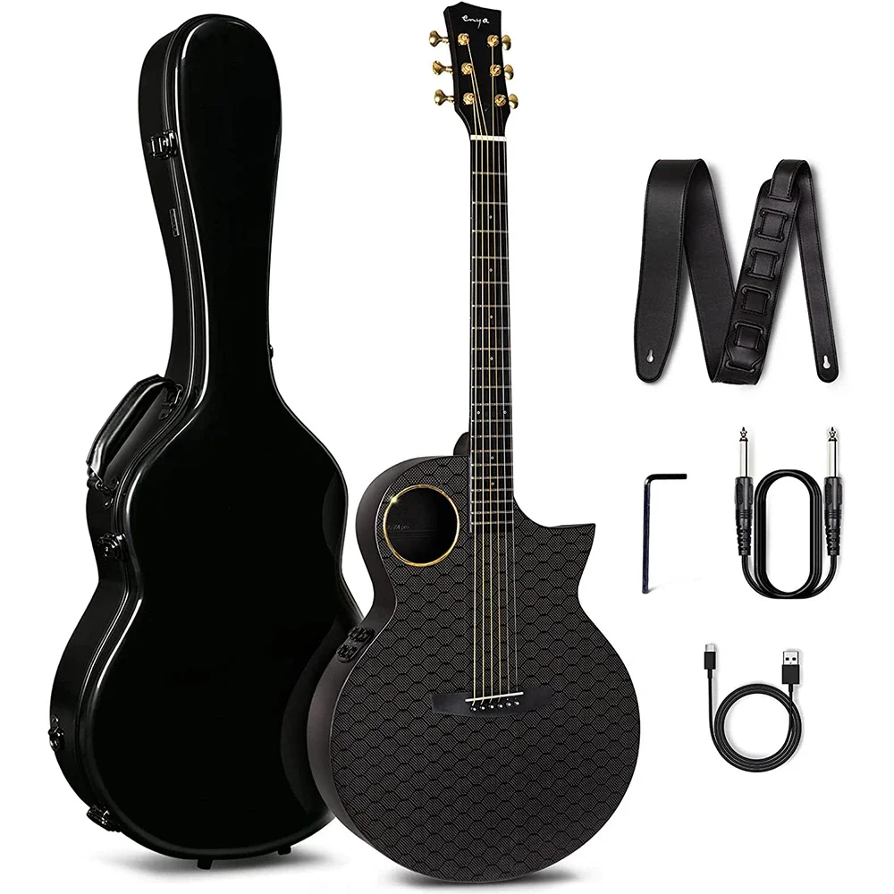 X4 Pro 41 Inch Carbon Fiber Cutaway Guitar With Hard Case Leather Strap Guitar