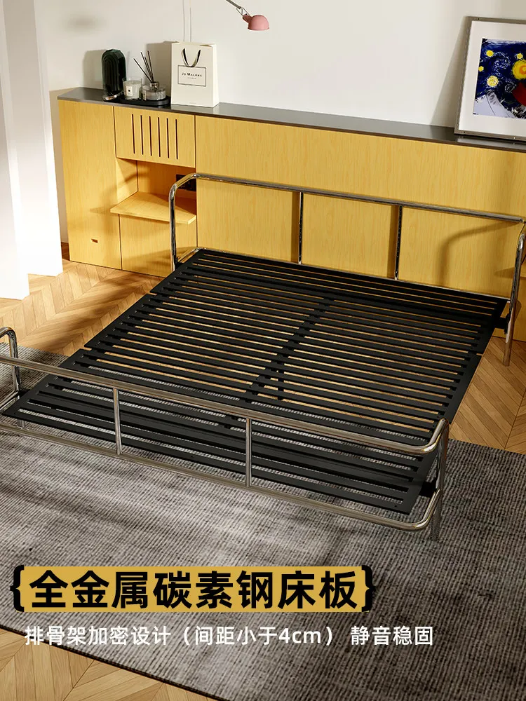 Bauhaus simple luxury bed steel frame bedside bed tatami