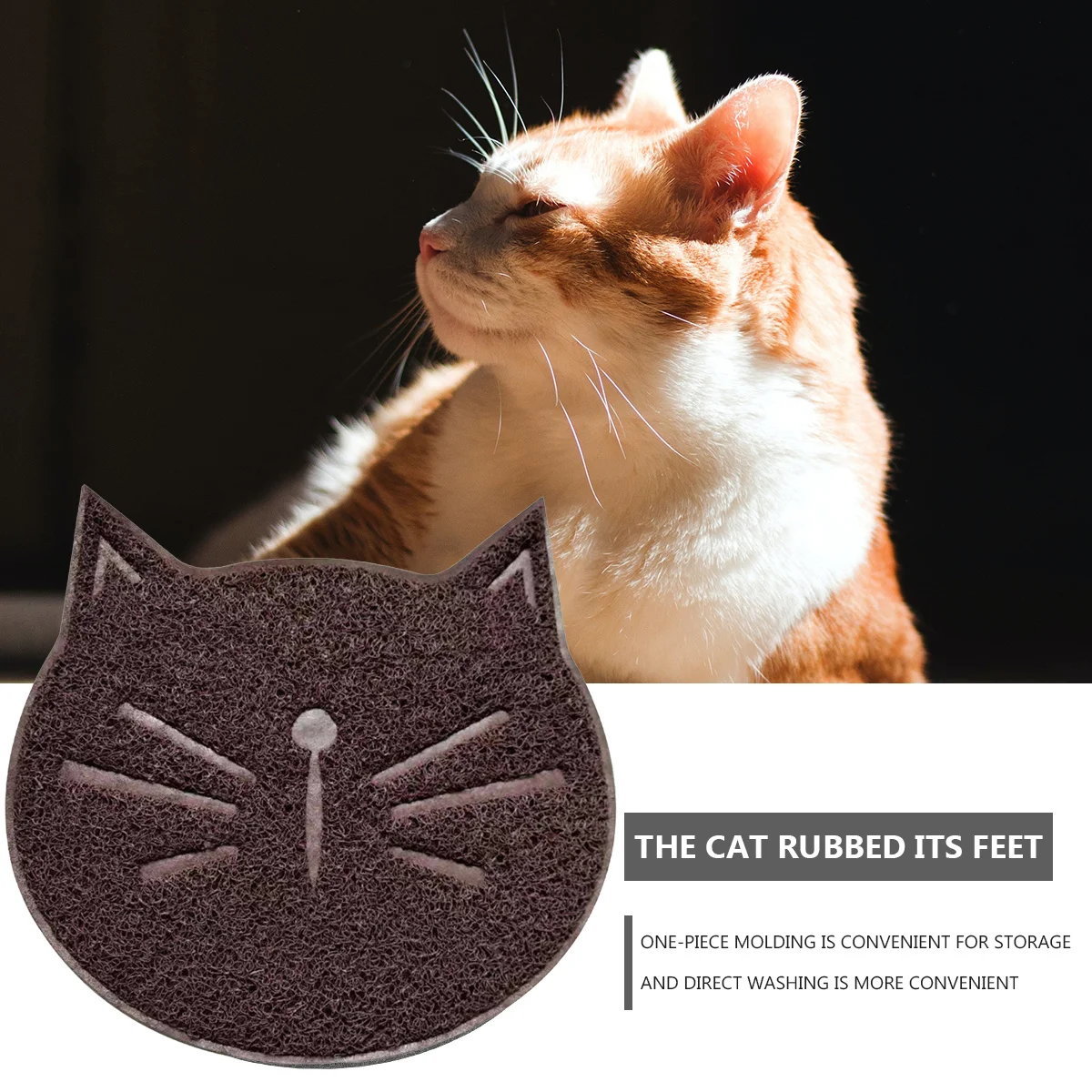 

1pc Cat Litter Mat Non-Slip Cat Face Shaped Durable Wear Resistant Floor Protection Pet Supply Claw Grinding Pad Household Pet