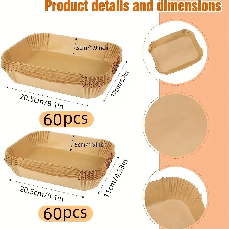 120 Baking Sheets for Tefal EY9018 Dual Easy Fry EY905D 5.2/3.1 L | for Philips Dual Basket Airfryer 3000 Series Paper Material
