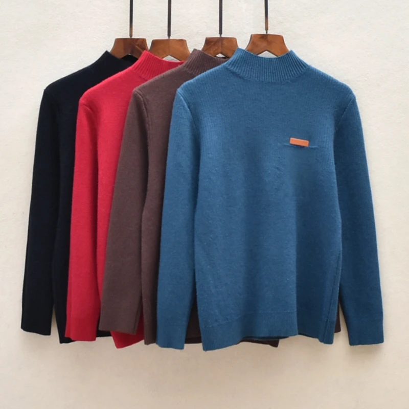 

Thiened цельный женский однотонный длинный свитер Fce на голову осень-зима модный универсальный цветной трикотаж