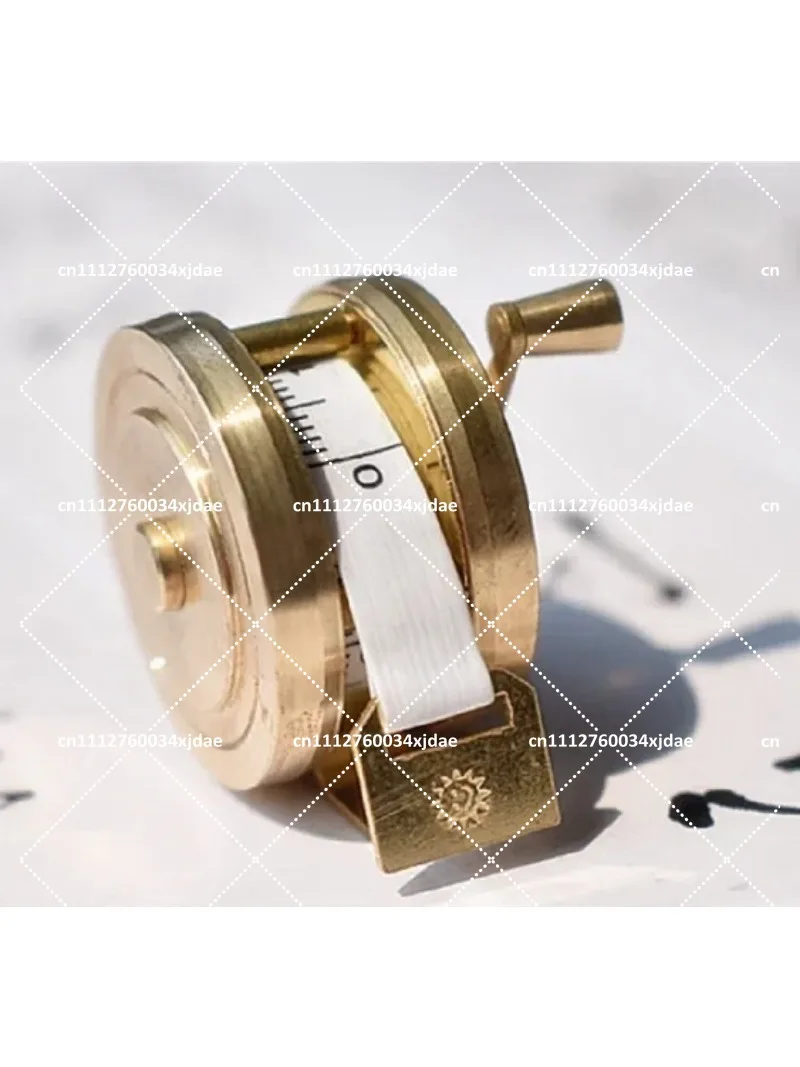 Vintage Pure Copper Mini Tape Measure Manual Reel Small Flywheel Retractable