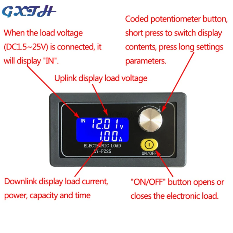 FZ35 FZ25 Adjust Constant Current Electronic Load 4A 25W 5A 35W Battery Tester Discharge Capacity Meter With TTL Communication