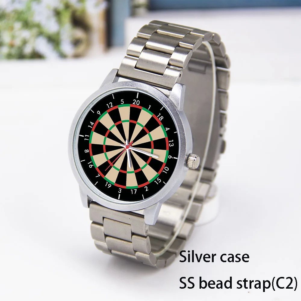 Dart board Design Dart Sports Unisex Men Watch for Children Electronic Watches for Man Personality Wrist Watches Silver Black