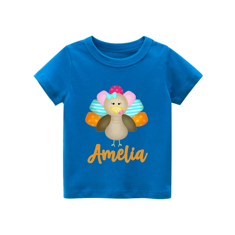 Personalized Name Turkey Thanksgiving Newborn Bodysuit Baby Girl Fall Clothes Thanksgiving Kids Tee Fall Graphic Baby Onesie