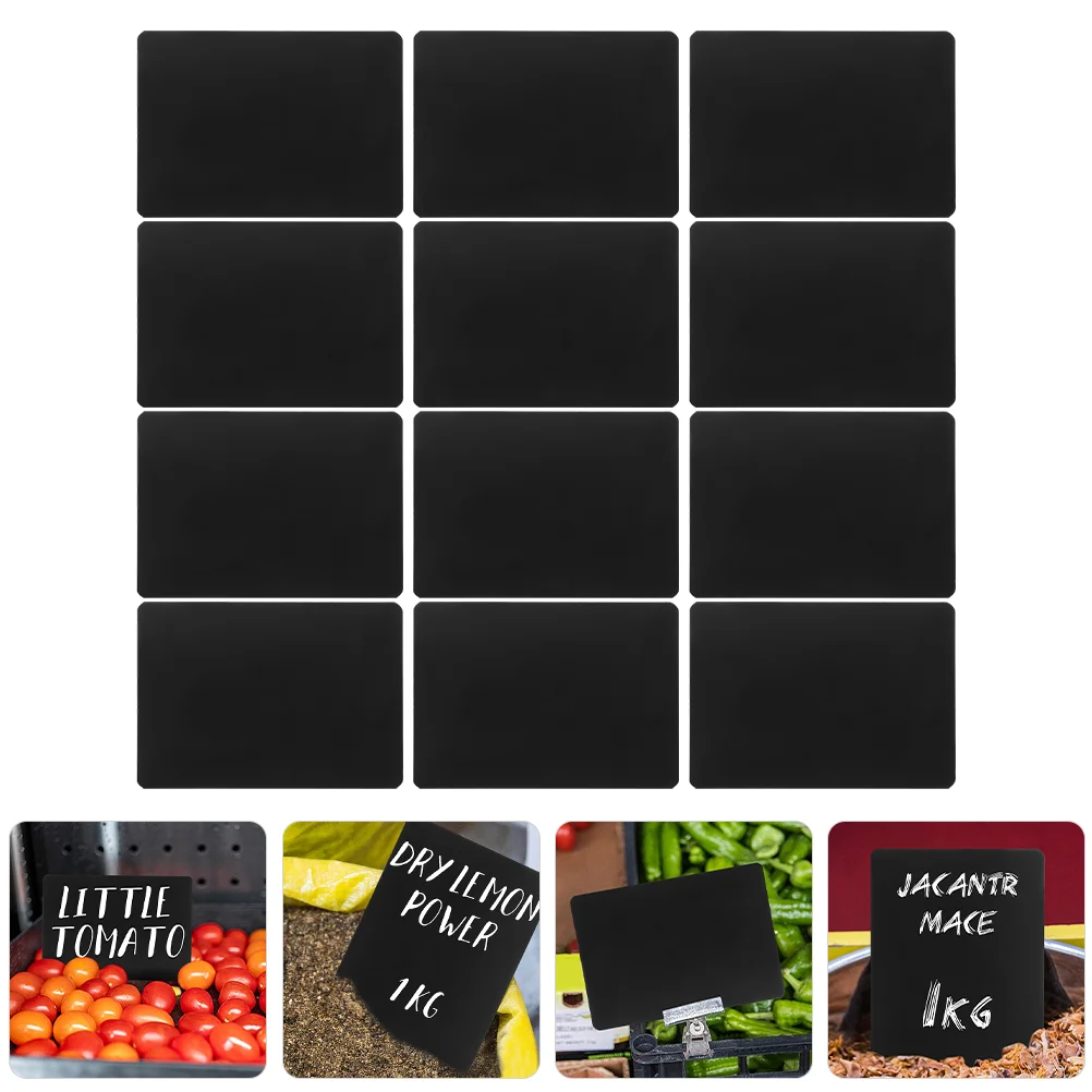 

12 Pcs Food Label Signs Price Display Vertical Clamp Shelf Labels Tag Abs Writing for Advertising Rack Mini Chalkboard