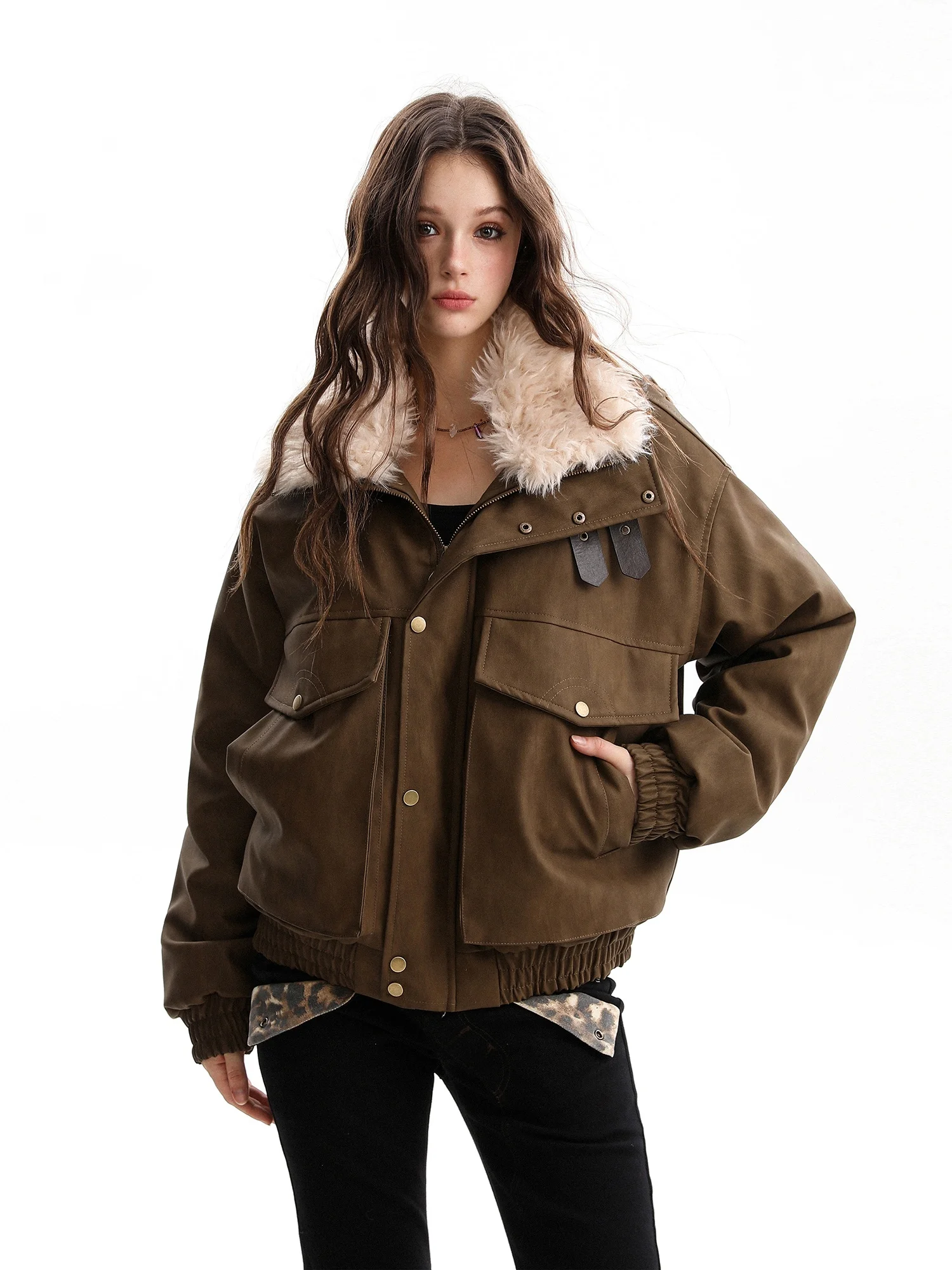 

Женское зимнее пальто из утепленного хлопка с воротником-стойкой и пуговицами, теплый хлопковый джемпер для повседневной носки