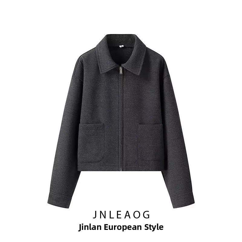 Chaqueta Corta de Nailon con Cremallera de Doble Cara JNLEAOG, Diseño de Moda para Mujer, Estilo Otoñal, para Viajar al Traba...