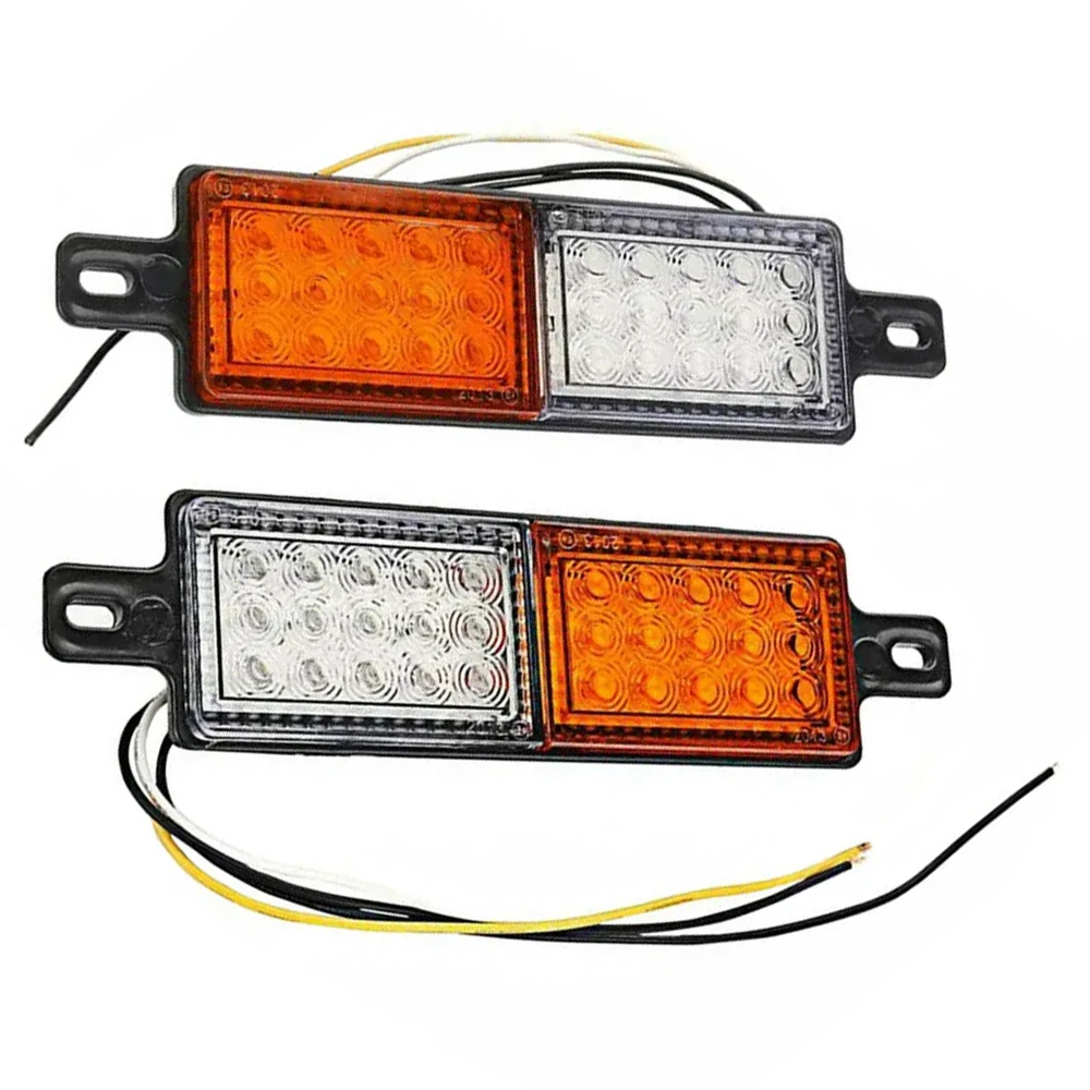 

2pcs Universal Truck Trailer Bull Bar Front Bumper LED Indicator Lights Side Marker Lamp 12V 30LED White Amber Parking Lights
