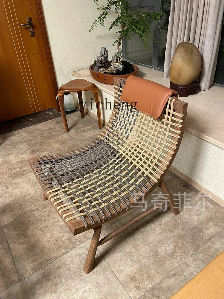 b  Balcony Leisure Chair Designer Modern Minimalist Rope Woven Couch Armchair B & B Home Lazy Recliner