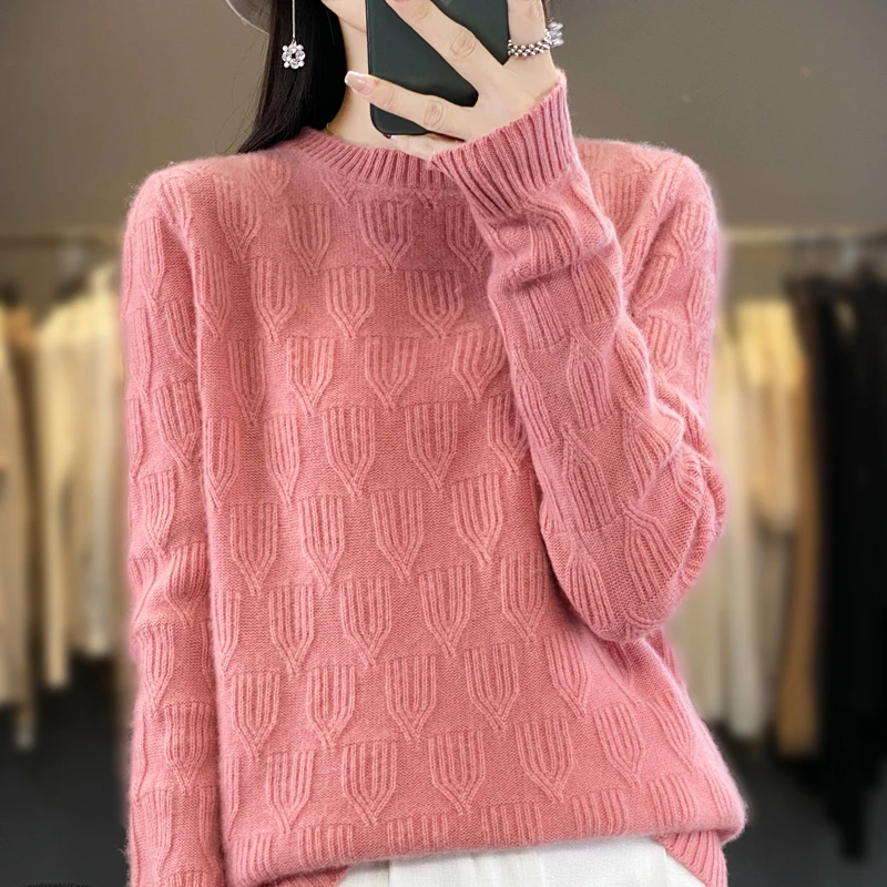 2024 Autumn and Winter New Cashmere Sweater Women O-Neck Pullover Sweater Warm Loose  Cashmere Sweater Women