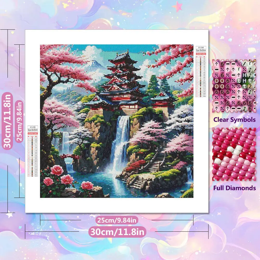 EverShine DIY 5D Diamond Painting House Full Square Round Drill Embroidery Scenery Tree Pavilion Mosaic Chinese Style Home Decor