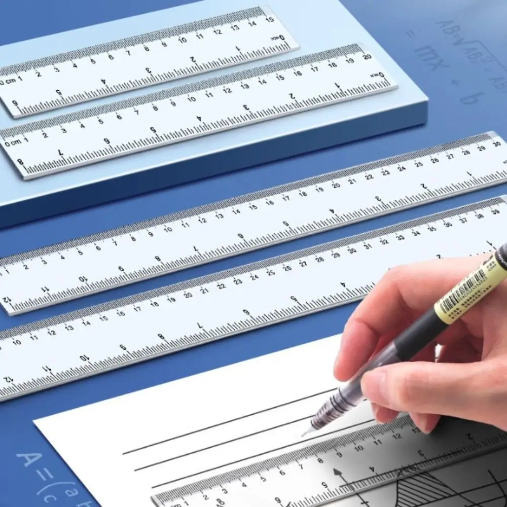 Stationery 15cm 20cm 30cm 40cm Straight Ruler Multifunction Plastic Measuring Ruler Transparent Drawing Ruler Office