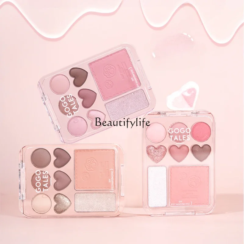 

Палитра для теней Love Eye Shadow Plate Blush Highlight Makeup, карамельный розовый коричневый земляной цвет, дешевая женщина