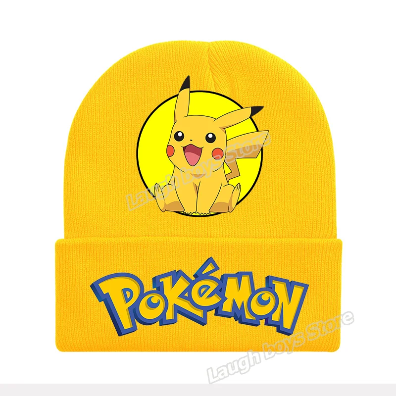 Pikachu Woolen Hat Headgear Pokemon Figure Winter Knitted Cap Cartoon Anime Skullies Beanies Bonnet Christmas Boys Girls Gifts