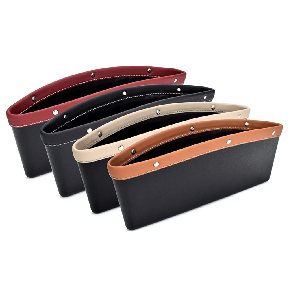 Car Organizer Storage Car Seat Slit Gap Pocket Multifunctional Driver Seat Catcher Cup Holder Car Accessories PU Leather