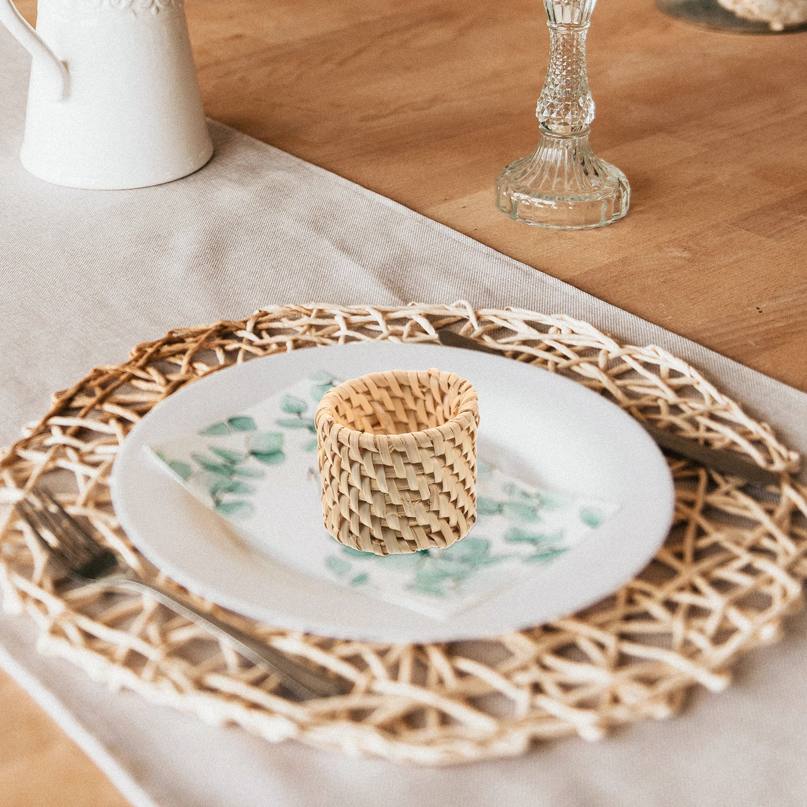 

Rattan Napkin Rings Pastoral Design Dining Table Wedding Decorative Holders Woven Buckles Bright Color