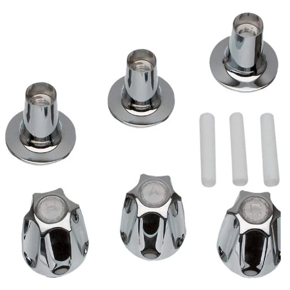 3 Piece Shower Knob Replacement Kit Zinc Alloy Silver Handle Set For Pfister Verve Tub Faucet Bathroom Plumbing Fixtures