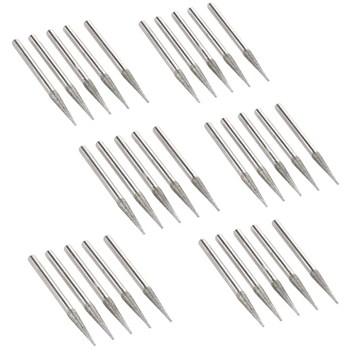 30Pcs 3mm Tapered Point Diamond Grinding Bit 1/8